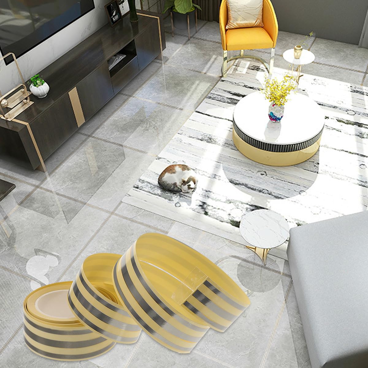 HASTHIP 5M Silver Tile Gap Tape, Home Tile Sticker Waterproof Tape PVC Self Adhesive Tape Metallic Ceramic Tile Gap Tape for Detailing Wall, Floor Tile Gap, Cabinetry (2.5CM*5M) HASTHIP 5M Silver Tile Gap Tape, Home Tile Sticker Waterproof Tape PVC Self Adhesive Tape Metallic Ceramic Tile Gap Tape for Detailing Wall, Floor Tile Gap, Cabinetry (2.5CM*5M)